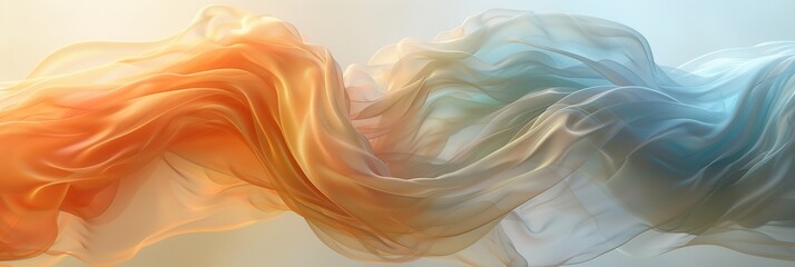 Wall Mural - A beautiful abstract art piece filled with flowing, fabriclike shapes in vibrant orange and blue tones