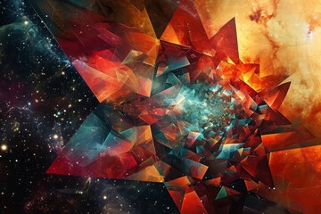 Wall Mural - This photo captures a vibrant and bustling space, showcasing countless stars shining in the vast expanse of the cosmos, Futuristic cubist interpretation of a star cluster, AI Generated