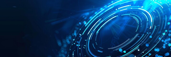 Aufkleber - blue abstract digital circles background with glowing light effects, representing a futuristic techn