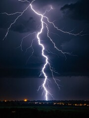 Wall Mural - Lightning bolt on black background, banner design. Stormy night