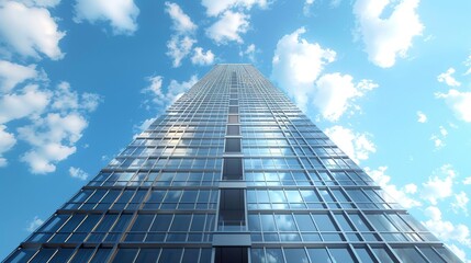 Wall Mural - Modern Glass Skyscraper Architecture 3D Illustration