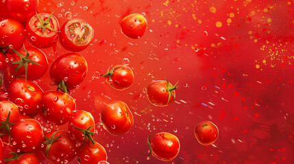 illustration La Tomatina banner background full of red tomatoes, Ai generated Images