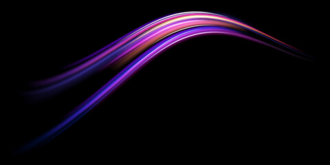 Poster - neon color glowing lines background, high-speed light trails effect. modern abstract high-speed ligh
