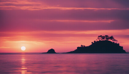 Poster - A breathtaking sunset over the sea, with the sky painted in hues of orange, pink, and purple
