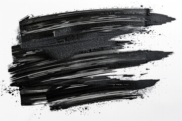 Poster - close-up of a single black brush stroke on a white background