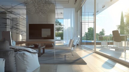 Poster - use. Write about architectural software, virtual modeling, and how 3D technology allows for precise visualization