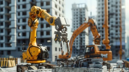 Aufkleber - Show a construction robot equipped with advanced sensors and AI, autonomously navigating a complex site.