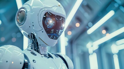 Poster - Show a robot performing quality control inspections, using sensors and cameras to ensure every aspect