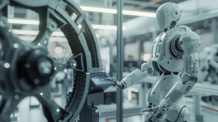 Poster - Showcase a factory floor where robots are engaged in 3D printing large-scale components, highlighting the innovation