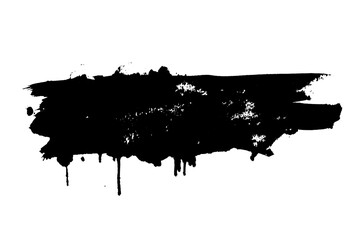 Wall Mural - Abstract black Grunge splatter brush stroke on transparent background.
