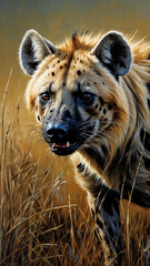 Wall Mural - a sleek and cunning hyena prowl with a predatory glint in its eye