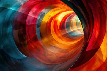 Poster - abstract background with colored rings of red blue and orange