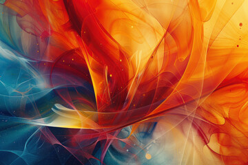 Poster - background colored with intertwining lines of soft smoke of orange and blue