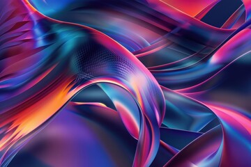 Wall Mural - A dynamic abstract design featuring vibrant, colorful flowing curves and gradients creating a sense of movement and depth.