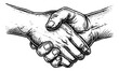 © slowbuzzstudio - handshake engraving black and white outline