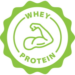 Wall Mural - green whey protein outline icon round rounded circle badge stamp label isolated on transparent background