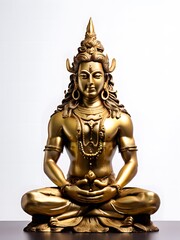 Wall Mural - golden lord shiva statue on white background