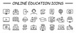 © Alexander - Online education set of web icons in line style. Learning icons for web and mobile app. E-learning, video tutorial, knowledge, study, school, university, webinar, online education. Vector illustration
