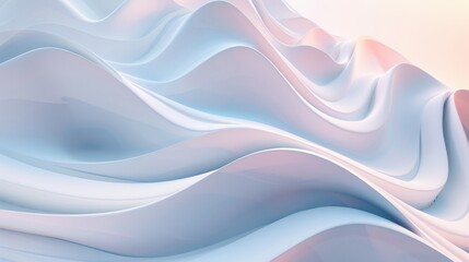 Wall Mural - Gentle flowing curves create an abstract wave pattern in soothing pastel hues for peaceful visual appeal.