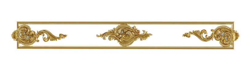 Wall Mural - decorative golden vintage frames, golden baroque frame on transparent background.