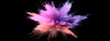© Bundi - Isolated black spray party blue wallpaper cloud pink stain with color powder splash rainbow background paint holi smoke color abstract. Powder color splash explosion dust ink burst splatter white