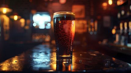 A glass of beer close-up