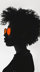 Side view silhouette of person with curly afro hairstyle