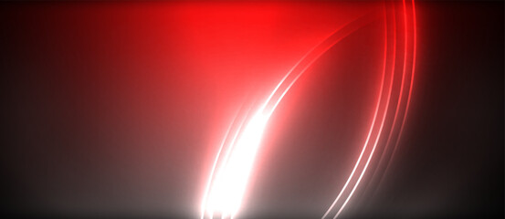 Aufkleber - Neon glowing circle rays, light round lines in the dark, planet style neon wave lines. Energetic electric concept design for wallpaper, banner, background