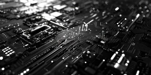 Poster - A close-up shot of a circuit board, showing intricate details of electronic components