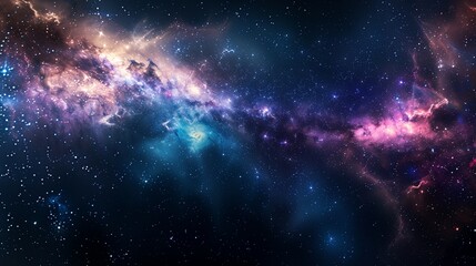 Wall Mural - Panorama milky way galaxy with stars and space dust in the universe.
