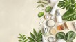 © Ace64 Studio - Flat lay beauty skin care ingredients accessories. natural beauty products on a light background top view.