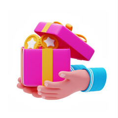 Aufkleber - 3D Giving Up Crypto Gifts. 3D Icon