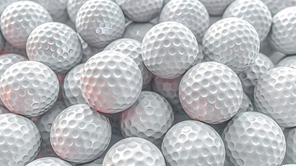 Poster - Many golf balls together closeup isolated on white