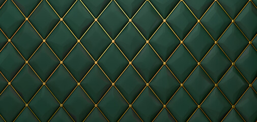 Poster - argyle vector pattern. dark green with thin slim golden dotted line. seamless vivid geometric backgr