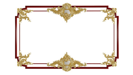 Wall Mural - decorative golden and red vintage frames, golden baroque frame on transparent background.