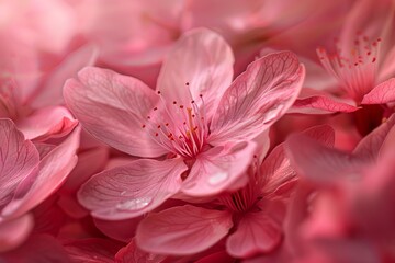 Wall Mural - Macro photography capturing the delicate beauty of pink flower petals blooming in springtime