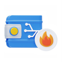 Poster - 3D Hot wallets are more vulnerable to cyber attacks. 3D Icon