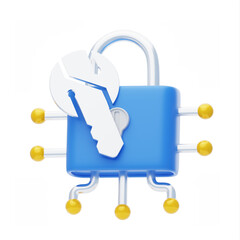 Poster - 3D Private key secret code. 3D Icon