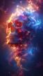 © Oksana - Vibrant skull with flames in a cosmic, star-lit sky