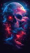 © Oksana - Radiant skull amidst bright, colorful nebula clouds