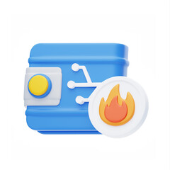 Poster - 3D Hot wallets are more vulnerable to cyber attacks. 3D Icon