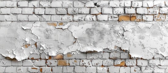 Poster - White Brick Wall with Peeling Paint