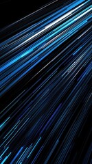 Canvas Print - Diagonal blue light streaks on dark background