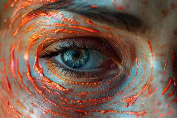 Poster - An abstract representation of a face with a fingerprint pattern, blending into the background,