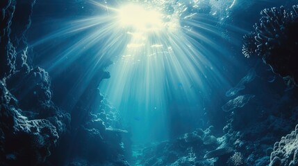 Poster - a picture of sunlight shining through water waves