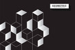 © jadamprostore - Abstract cubes geometric tile and mosaic wall or grid hexagon technology wallpaper. black and grey geometric block cube structure backdrop grid triangle texture vintage design