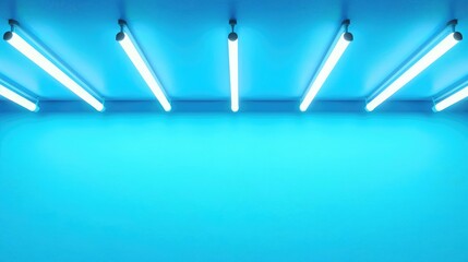 Canvas Print - Business concept portrayed with fluorescent lights on blue backdrop