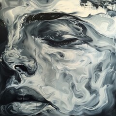 Aufkleber - a black and white painting with background