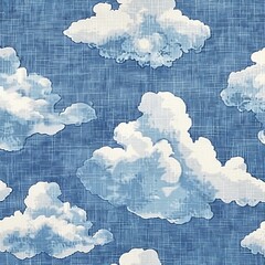 Wall Mural - Abstract Blue and White Cloud Pattern