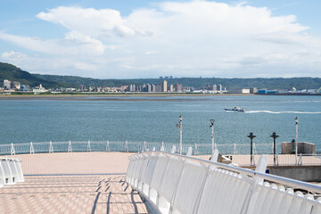 Wall Mural - Tamsui Fisherman's Wharf and Bali District in New Taipei City, Taiwan